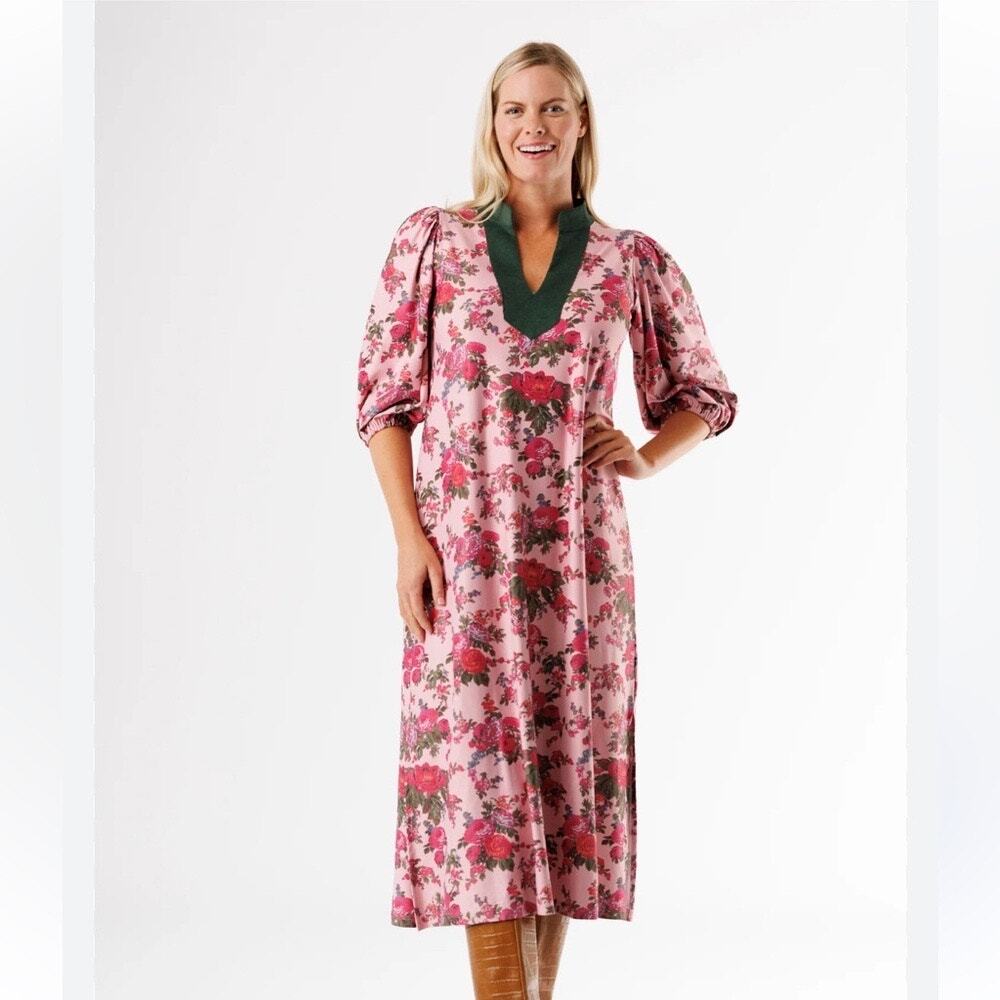 Smith & Quinn Pink Floral Tunic Brooks Midi Dress Size Extra Large